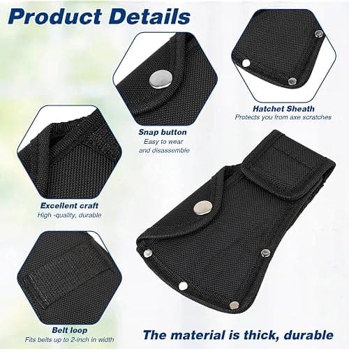 Hatchet Head Sheath Black Axe Sheath, Axe Head Cover for 1-1/4lb Axes, Double Snap Hatchets Blade Protector Hatchets Cover Hatchet Edge Protector for Outdoor Hiking Outdoors Work Axes Jacket thumbnail 3