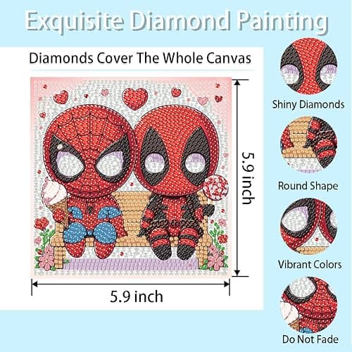 4 Packs Cartoon Diamond Art Kits for Kids,5D DIY Diamond Art Painting Kits for Kids Ages 4-8-12,Mosaic Kits Full Round Drills for Gifts and Home Wall Decor 6X6 Inch thumbnail 2