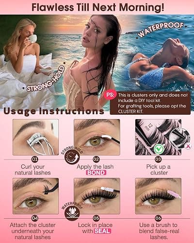 Goddvenus Wispy Manga Lash Clusters Natural Eyelash Clusters Fairy Cluster Eyelash Extensions Anime Individual Lashes C Curl Lash Extension Waterproof DIY Eye Lashes Cluster thumbnail 7