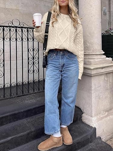 ANRABESS Sweaters for Women Oversized Cable Knit Fall Long Sleeve Crewneck Casual Pullover Sweater Tops 2025 Winter Outfits thumbnail 9
