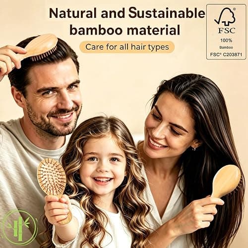 Mini Travel Hair Brush for Detangling Curly, Thick, Wet and Dry Hair | Small Compact Bamboo Brush for Women Girls, Easily Removes Knots; Travel Must-Have for Purse, Car, Office, Gym, Beach & Trips thumbnail 4