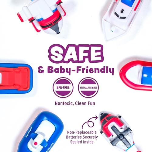 Tub Works® Ocean Rescue™ Vehicles Light Up Bath Toys, 6 Pack | Water-Activated Light Up Toys Flash & Change Color | Easy-Grip Baby & Toddler Bath Toys | Sensory Toys with Bath Lights for Kids Bath thumbnail 8