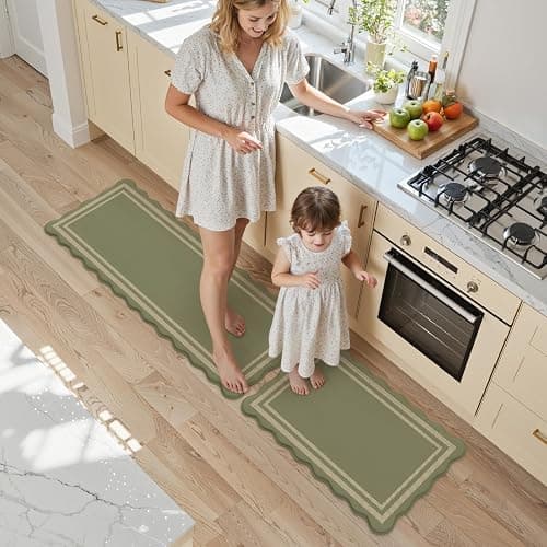 KIMODE Anti Fatigue Mats for Kitchen Floor 17"x47"+17"x29", Farmhouse Kitchen Rugs Sets of 2, Cushioned Kitchen Floor Mat Non Skid, Memory Foam Kitchen Mat for Laundry Office Sink Desk Olive Green thumbnail 9