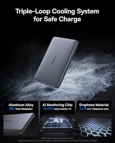 Baseus Picogo Magsafe Portable Charger, Qi2 Certified 0.5" Ultra Slim 15W Wireless Power Bank, 10000mAh 27W Fast Charging Magnetic Battery Pack with USB-C for iPhone 17/16/15/14/13/12 Series Only thumbnail 5