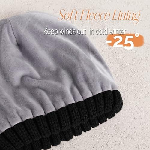 FURTALK Winter Hats for Women Double Layer Fleece Line Beanie Hat with Bobble Pom Pom Hats thumbnail 2