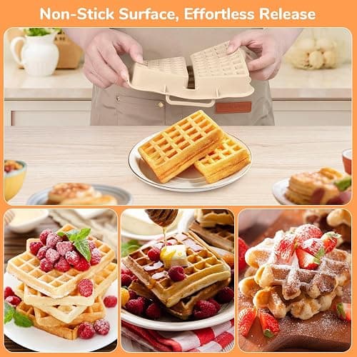 ENSINE Air Fryer Accessories for Philips Dual Basket Air Fryer 3000 Series,2 x Silicone Waffle Mould Compatible with Philips 5000 Series, Tefal Dual Easy Fry 8.3L,Tefal Dual Easy Fry XXL 11L thumbnail 3