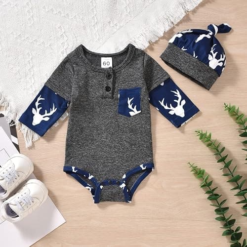 Aalizzwell Newborn Infant Baby Boys Fall Winter Outfit thumbnail 5