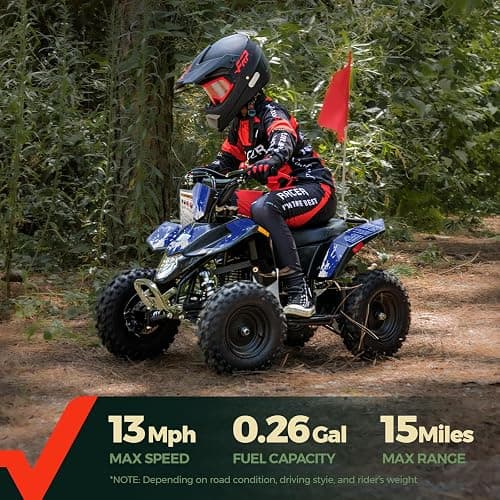 FRP FA40 Sahara Teens Gas ATV,40CC 4-Stroke Mini Gas 4-Wheeler for Teens, Front & Rear Disc Brakes, Speed Control, Up to 143 lbs Weight Capacity, Blue thumbnail 5