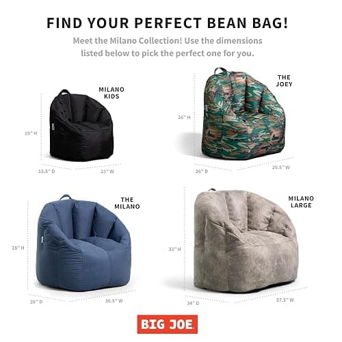 Big Joe Milano Bean Bag Chair for Kids, Teens, Adults, Durable Easy-Clean Navy Smartmax, Nylon Polyester Blend, Lightweight Seat for Reading Nook and Gaming, 2.5 Foot Refillable thumbnail 7
