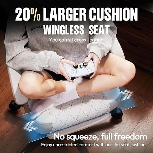 Dowinx Gaming Chair with Pocket Spring Cushion, High Back Ergonomic 360° Swivel Chair for Office Gaming, Massage Lumbar Support with Footrest for Adults, 300LBS Capacity, Beige for Office Gaming thumbnail 7