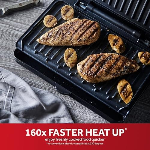George Foreman Medium Electric Fit Grill [Non stick, Healthy, Griddle, Toastie, Hot plate, Panini, BBQ, Energy saving, Vertical storage, Easy clean, Drip tray, Ready to cook light] Black, 1630W 25810 thumbnail 2