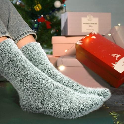 5 Pairs Fuzzy Soft Cozy Comfortable Socks for Women, Casual Sleep Comfy Socks, Perfect Warm Winter Gifts for Women thumbnail 5