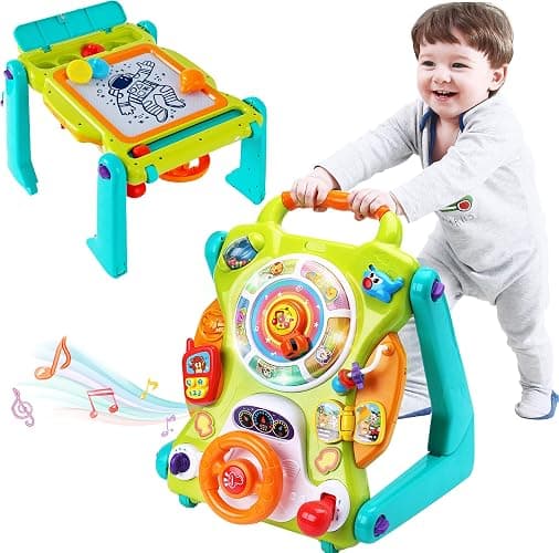 iPlay, iLearn 3 in 1 Baby Walker Sit to Stand Toys, Kids Activity Center, Toddlers Musical Fun Table, Lights and Sounds, Learning, Birthday Gift for 9, 12, 18 Months, 1, 2 Year Old, Infant, Boy, Girl - Image 1
