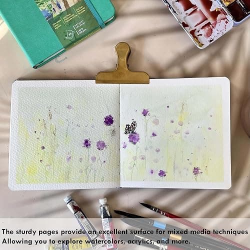 tumuarta Square Watercolor Journal, 8.25x8.25”, 140 LB, 300 GSM, 25% Cotton, Cold Press, 24 Sheets, 48 Pages, Watercolor Paper Sketchbooks for Use As Travel Mixed Media Pads Plein Air Set thumbnail 2