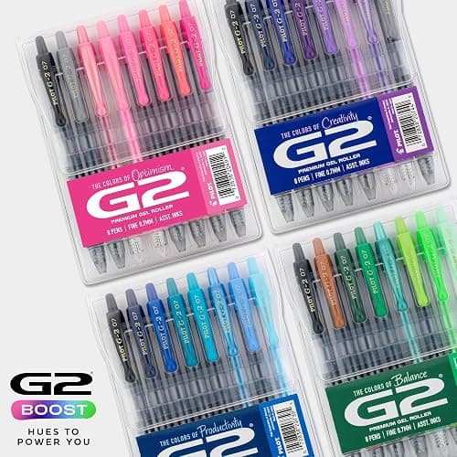 Pilot G2 Premium Gel Roller Pens, Fine Point Gel Pens, Boost Pink Pack, The Colors of Optimism, 8-Pack Pouch, 0.7 mm, Assorted - Ideal for School, Journaling, & Office Writing thumbnail 7