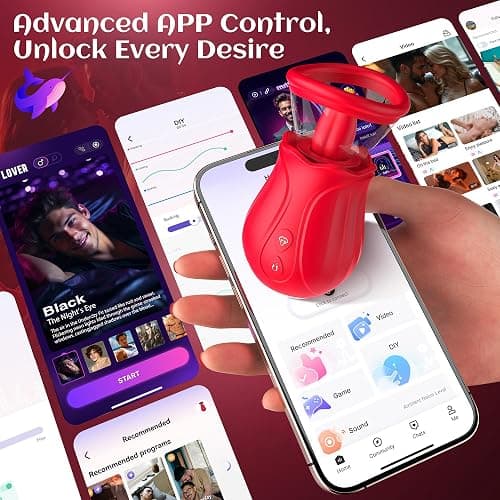 Gasevimo Vibrator Sex Toys Rose Toy - AI APP Adult Toys for Women 7 Sucking & 10 Tongue 360° Licking & Vibrating, Rose Sex Toy Vibrators for Clit Nipple, Removable Cup Couples Sex Toy Sex Novelties thumbnail 5