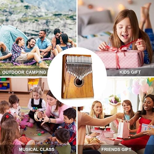 Newlam Kalimba Thumb Piano 17 Keys, Portable Mbira Finger Piano Gifts for Kids and Adults Beginners Wood thumbnail 5