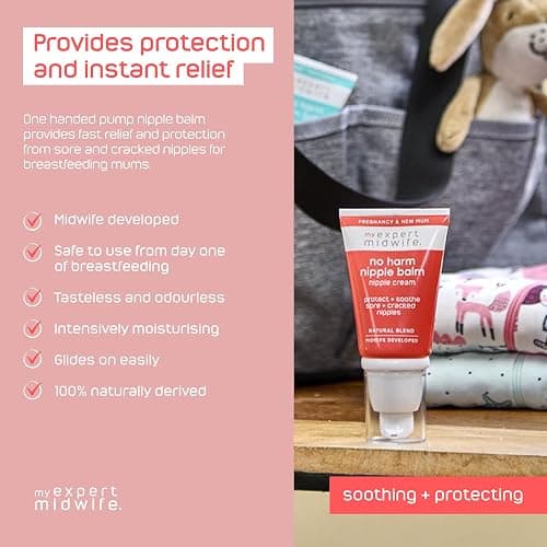 My Expert Midwife No Harm Nipple Balm, 100% Natural, medical grade Lanolin, fast relief, protection for sore cracked nipples. Moisturising, odourless, tasteless, breastfeeding Safe Nipple cream, 60ml thumbnail 3