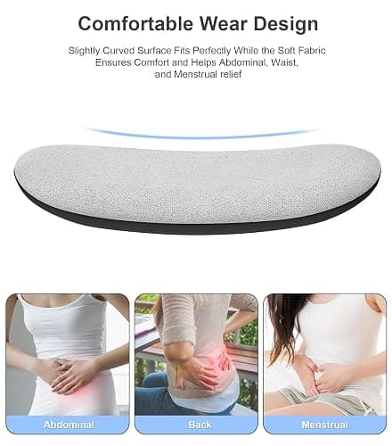 Portable Cordless Heating Pad for Period Cramps, Voice Reminder Menstrual Heating Pad with 6 Heat Levels and 6 Massage Modes, 3s Fast Heating, Gifts for Women Girls, Black thumbnail 6