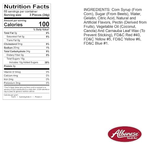 Albanese Candy, Large Assorted Fruit Gummi Worms, 5-pound Bag | Soft and Chewy Gummies, Gluten Free, Fat Free | Natural Flavors & Colors | Perfect for Birthday Parties and the Classroom thumbnail 2