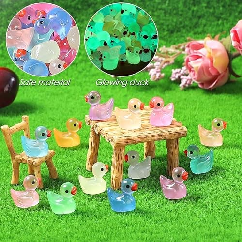 GADIEDIE 260pcs Luminous Mini Resin Ducks,Glow in The Dark Tiny Duck for Home Hide Prank Game Dollhouse Decor Aquarium Potted Miniature Landscape DIY Ornament thumbnail 5