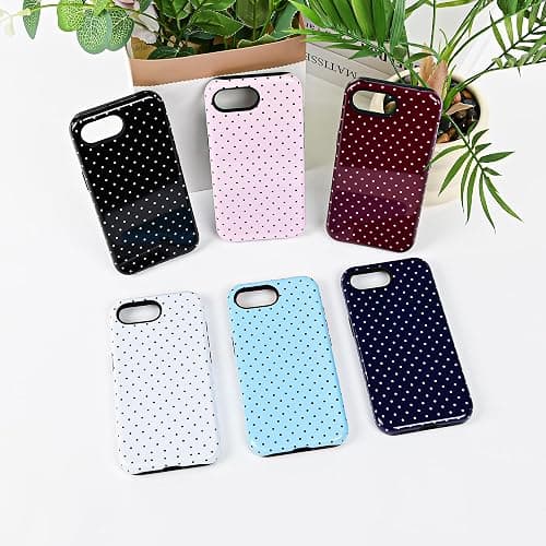 DuiDuiQ Polka Dot Pattern Phone Case for iPhone 16e/17e 6.1", Wine | Cute Aesthetic Case for Women Girls,Dual-layer Shockproof Protective Phone Cover,No Fading Print thumbnail 6