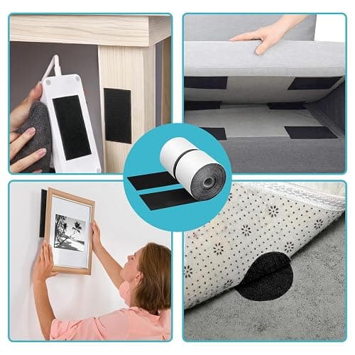 4.4''×16.5 Feet Black Heavy Duty Hook and Loop Tape Adhesive, Keep Couch Cushions from Sliding or Blowing at Outdoor, Picture Wall Hanging, No Punching Wall Mounting, Keep Your Carpet Rugs in Place thumbnail 4