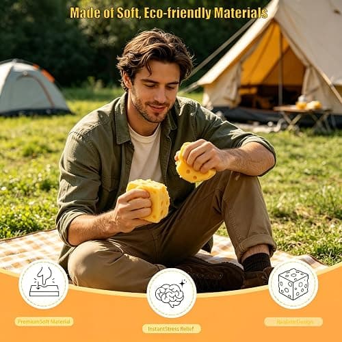 Cheese Squishy Stress Relief Toy,Soft Slow Rising Sensory Food Fidget Toy,Cute Squeeze Stress Balls for Adults,Anxiety Relief Calming Fidget for Office Home Travel (yellow1) thumbnail 6