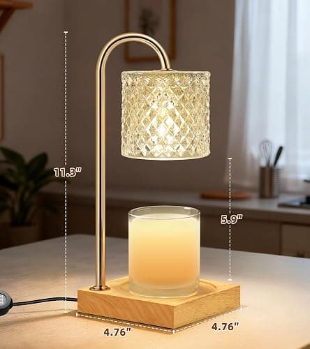 Candle Warmer Lamp, Candle Lamp Wax Warmer, Timer & Dimmer 7-Levels, Fits Cup Jar Candle, Top Melting, Crystal Heater Lamp for Scented Wax, Elegant Home Decor, Clear Glass thumbnail 2