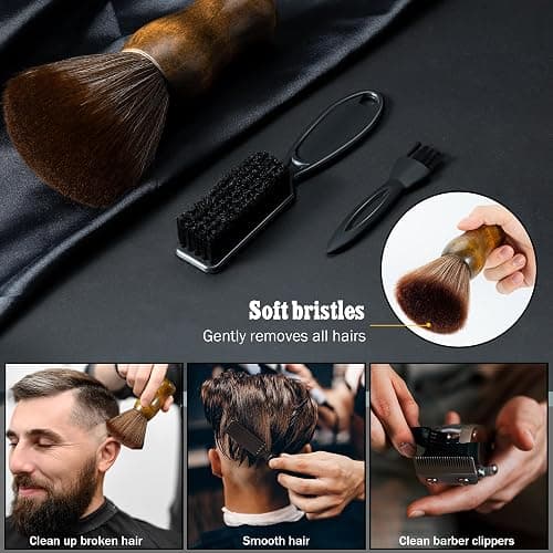 SALONSILK Barber Neck Duster Shaving Brush Set, 5 in 1 Professional Barber Accessories Cleaning Supplies, Hair Cutting Cleaning Hairbrush Styling Tool - 5PCS thumbnail 3