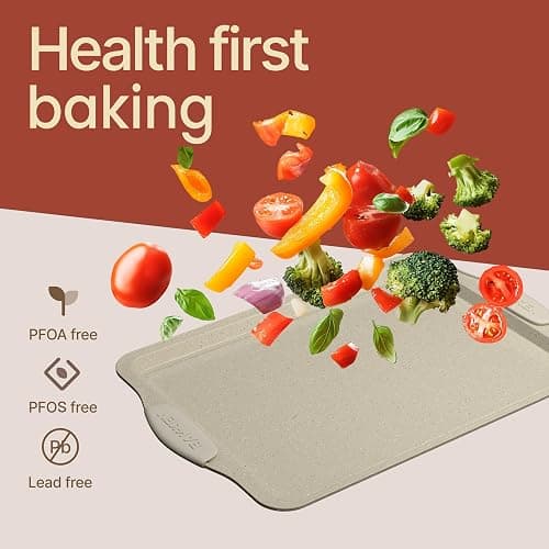 BAKKENMASTER 6-Piece Deluxe Nonstick Baking Pan Set - Professional Grade Carbon Steel Bakeware with White Marble Coating & Silicone Handles thumbnail 6
