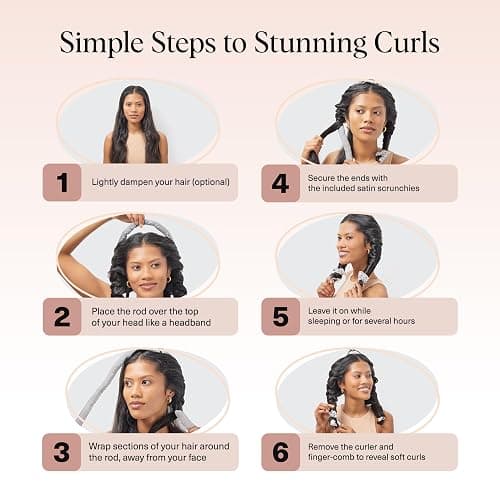 Kitsch Satin Heatless Curling Set – Heatless Curls Overnight with 34" Hair Curler & 2 Satin Scrunchies – Comfortable Hair Curlers to Sleep In for Frizz-Free, No Heat Damage Styling - Silver thumbnail 7