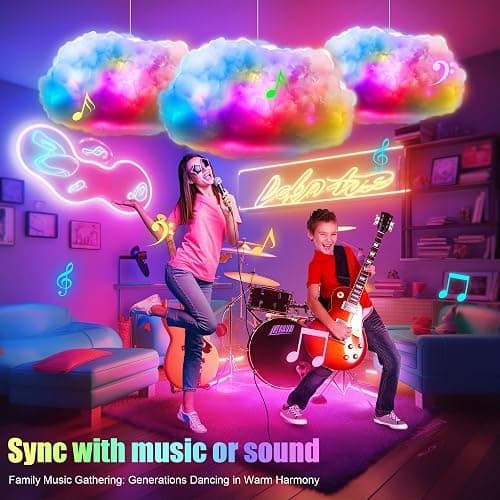 ViLSOM LED Cloud Light, RGB Cloud Lamp with IC Remote Control and APP Control Cool Lights Sync Music Color Changing Led Lights for Bedroom Ceiling Adults and Kids Modern Home & Room Decor thumbnail 4