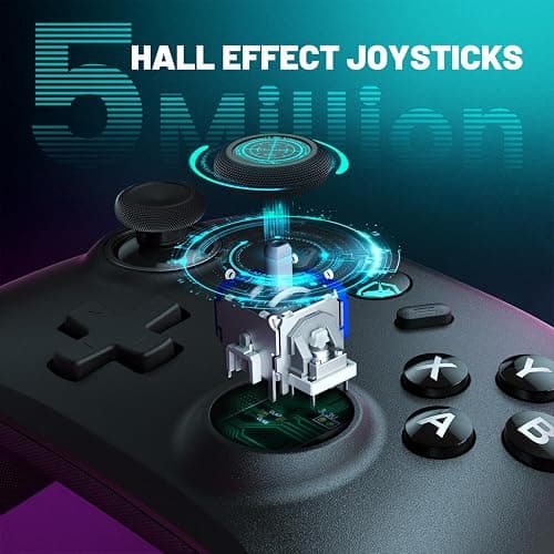 ECHTPower Wireless PC Gaming Controller - Hall Effect Joystick, 2.4G & Wired 1000Hz Polling Rate, 800mAh Battery, Adjustable Turbo/Vibration - for PC/Switch/iOS/Android thumbnail 2