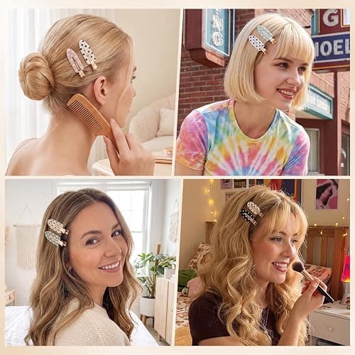 obeoby 14 Pcs Polka Dot No Crease Hair Clips For Women Girls Makeup Styling | 2.36-in Small Flat Hair Pins No-Bend for Thin/Fine/Short/Bang, Cute Barrettes Accessories Gifts, with Storage Box thumbnail 7
