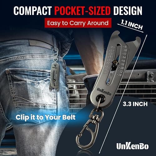 UNKENBO® Bolt Size Finder Tool Keychain - Gauge Bolts & Nuts Head SAE 5/16 to 1" & Metric 8 to 25mm, Wrench & Socket Size Finder, Bolts Nuts Head Measuring Tool Gifts for Men (Galaxy Silver) thumbnail 6