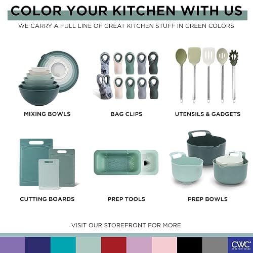COOK WITH COLOR Mixing Bowls with TPR Lids - 12 Piece Plastic Nesting Bowls Set includes 6 Prep Bowls and 6 Lids - Microwave Safe (Sage) - Sage TPR Lids thumbnail 8