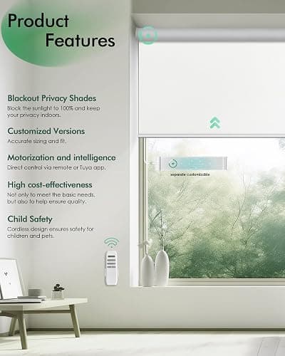 Yoolax Motorized Blinds with Remote, Blackout Automatic Shades for Indoor Windows, Easy Install Electric Roller Shades for Bedroom Living Room Office, Custom Size (Fabric White) thumbnail 2