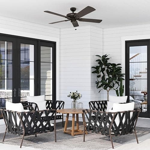 Honeywell Ceiling Fans Belmar 52 Inch Ceiling Fan Without Light, Outdoor Ceiling Fan with Pull Chain, Tri-Mount Traditional 5 Blade Design, ETL Wet Rated, Bronze (50199-01) thumbnail 2