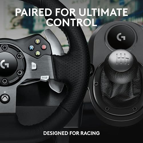 Logitech G920 Driving Force Racing Wheel and Pedals, Force Feedback + Logitech G Driving Force Shifter - Xbox Series X|S, Xbox One and PC, Mac - Black thumbnail 2
