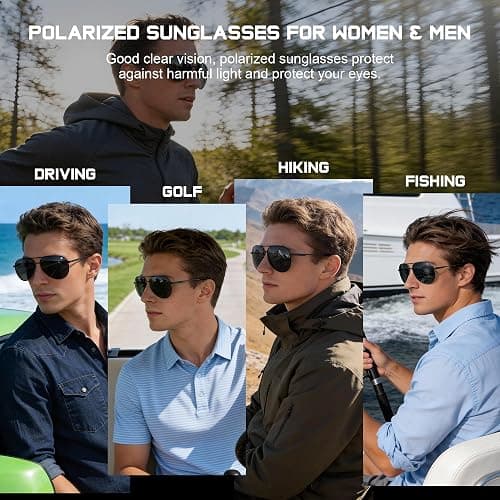 phikttu Sunglasses Men Polarized Aviator Sunglasses for Men Women Fishing Driving Sun glasses Metal Frame UV400 Protection thumbnail 7