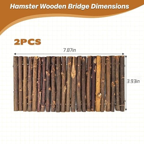 PINVNBY 2 PCS Hamster Toys, Wooden Hamster Ladder Bridge Tunnel Hide, Guinea Pigs Cage Accessories Natural Hideout for Small Animals Chinchillas Guinea Pigs Mouse Rat Ferret Rodents thumbnail 2