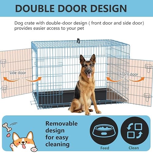 blue metal dog crate thumbnail 4