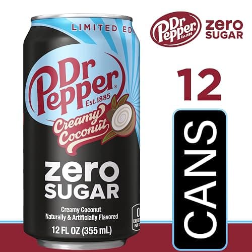 Dr Pepper Zero Sugar Creamy Coconut Soda, 12 fl oz cans, 12 Pack thumbnail 3