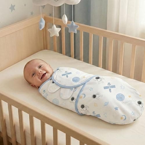 GLLQUEN BABY 3-Pack Baby Swaddle Sack for Newborns 0-3 Months, Adjustable Swaddle Wrap to Prevent Startle Reflex, Soft Breathable Sleep Sack for Boys & Girls, Space & Moon Pattern, Baby Essentials thumbnail 4