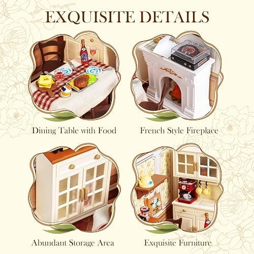 Rolife Super Creator-DIY Plastic Miniature House for Adults, Mini Blocks Model Kit Building Set for Teens 8-12, DIY Crafts/Hobbies/Building Blocks Toys for Teens&Adults (Warm Dining Room) thumbnail 6