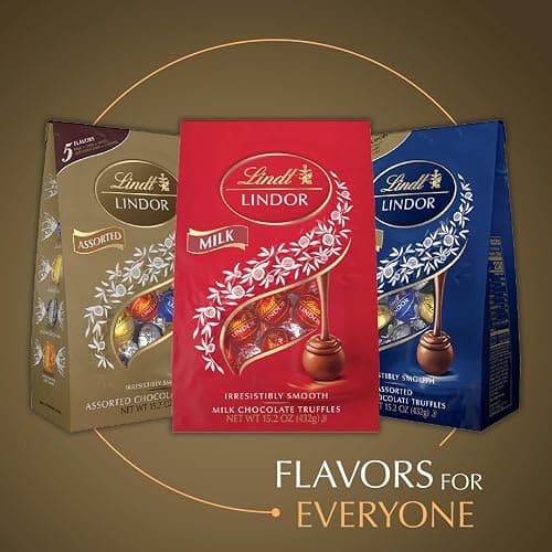 Lindt LINDOR Assorted Chocolate Candy Truffles, Chocolate with Smooth, Melting Truffle Center, 15.2 oz. Bag thumbnail 7