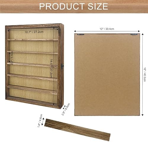 FramePro Shadow Box Frame Display Case 12x16 with Removable Shelves, Deep Memory Box Trinket Knick Knack Shelf Cabinet for Collector, Keepsake Coins Military Medals Wedding Flowers Real Wood thumbnail 3