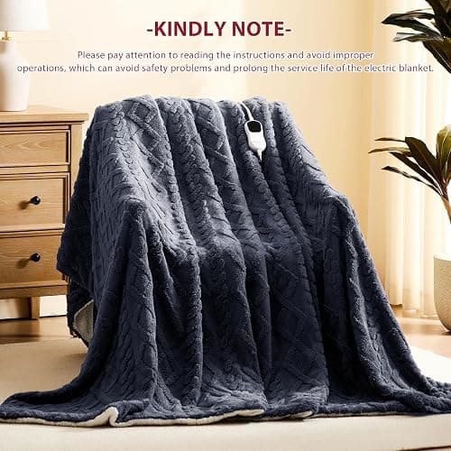 JKMAX Heated Electric Blanket Full Size-72"x84" Heating Blanket with 10 Heating Levels & 5 Time Settings Over-Heat Protection，Winter Warmer for Adults with ETL Certification（Grey） thumbnail 7