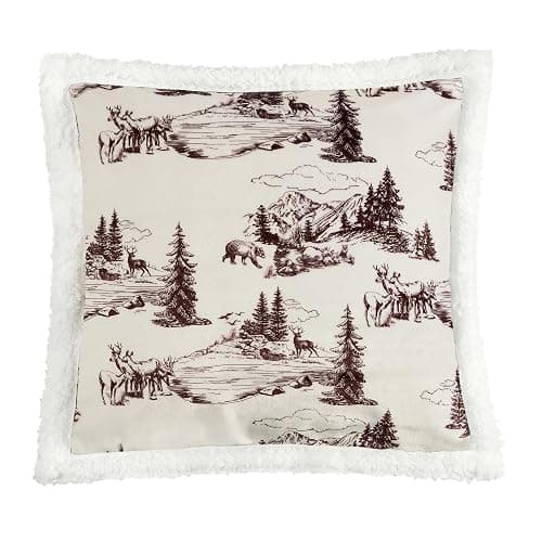 Indigo Hill by HiEnd Accents White Pine 3 Piece Sherpa Throw Blanket Set, Pine Tree Bear Deer Elk Print Fleece Throw Set, Western Cabin Lodge Rustic Style, 1 Throw and 2 Pillows thumbnail 4